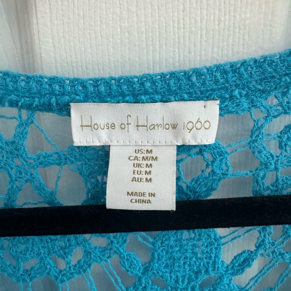 HOUSE OF HARLOW 1960 Blue Crochet Maxi Dress/Cover Up Size Medium - Picture 2 of 5